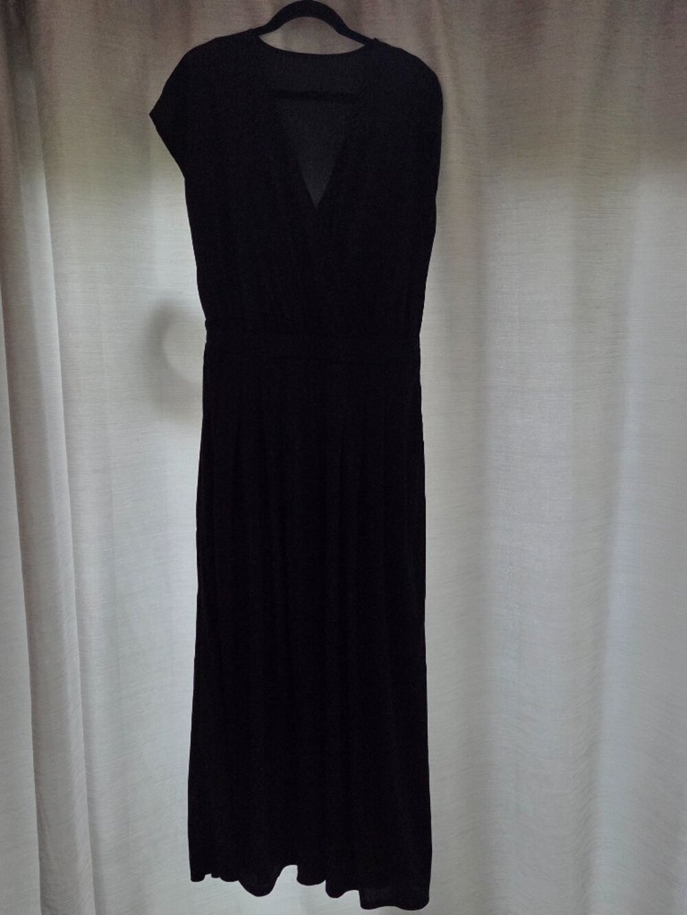 Halara Black Wide Leg Jumpsuit Surplice Wrap V-Neck Pockets L